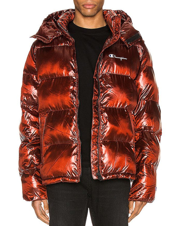 Detachable Hood Puffer Jacket - Red Spark