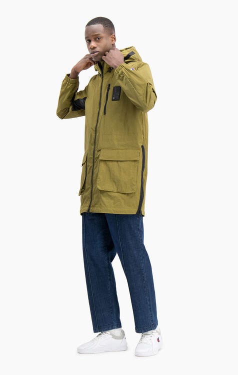 Cargo Pocket Hooded Coat - Olive Khaki