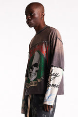 Double Layer Skull Tee - Vintage Black/Multi
