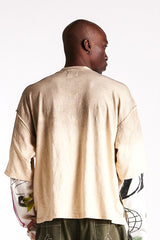 Double Layer Skull Tee - Antique White/Multi