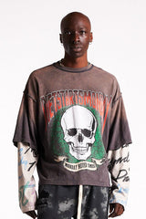Double Layer Skull Tee - Vintage Black/Multi