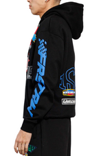 Racing Multi Patches Graphic Hoodie - Black