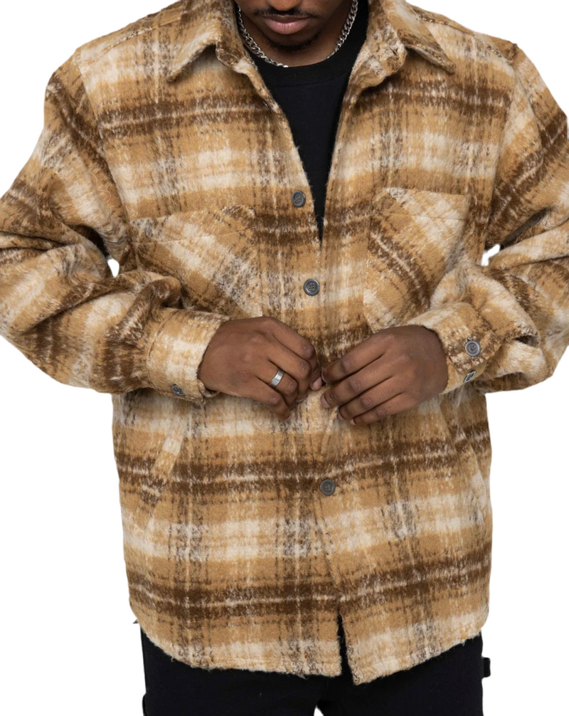 Side Slit Flannel - Tan