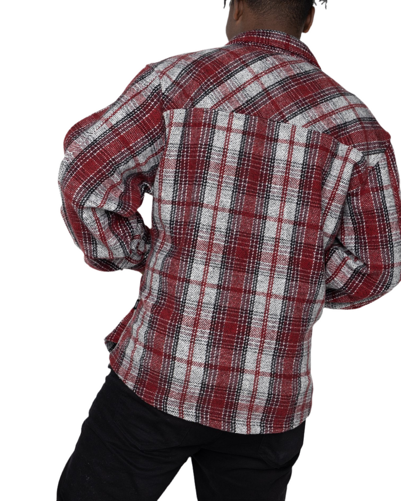 Slit Flannel Shirt - December Red