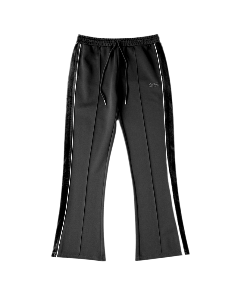 Velour Piping Track Pants - Black