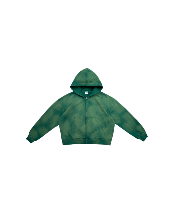 Sun Faded Cropped Hoodie - Hunter Green