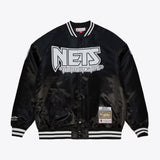 New Jersey Nets Mitchell & Ness x BAPE Black Full-Snap Satin Jacket