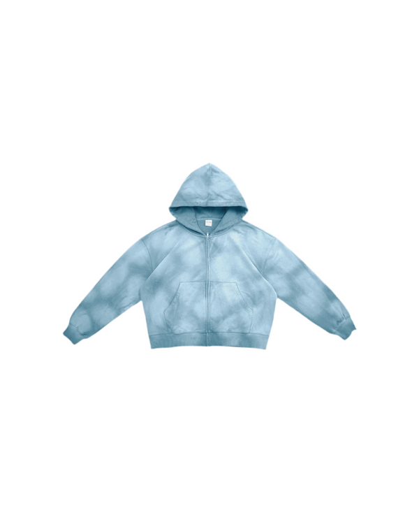 Sun Faded Cropped Hoodie - Sky Blue