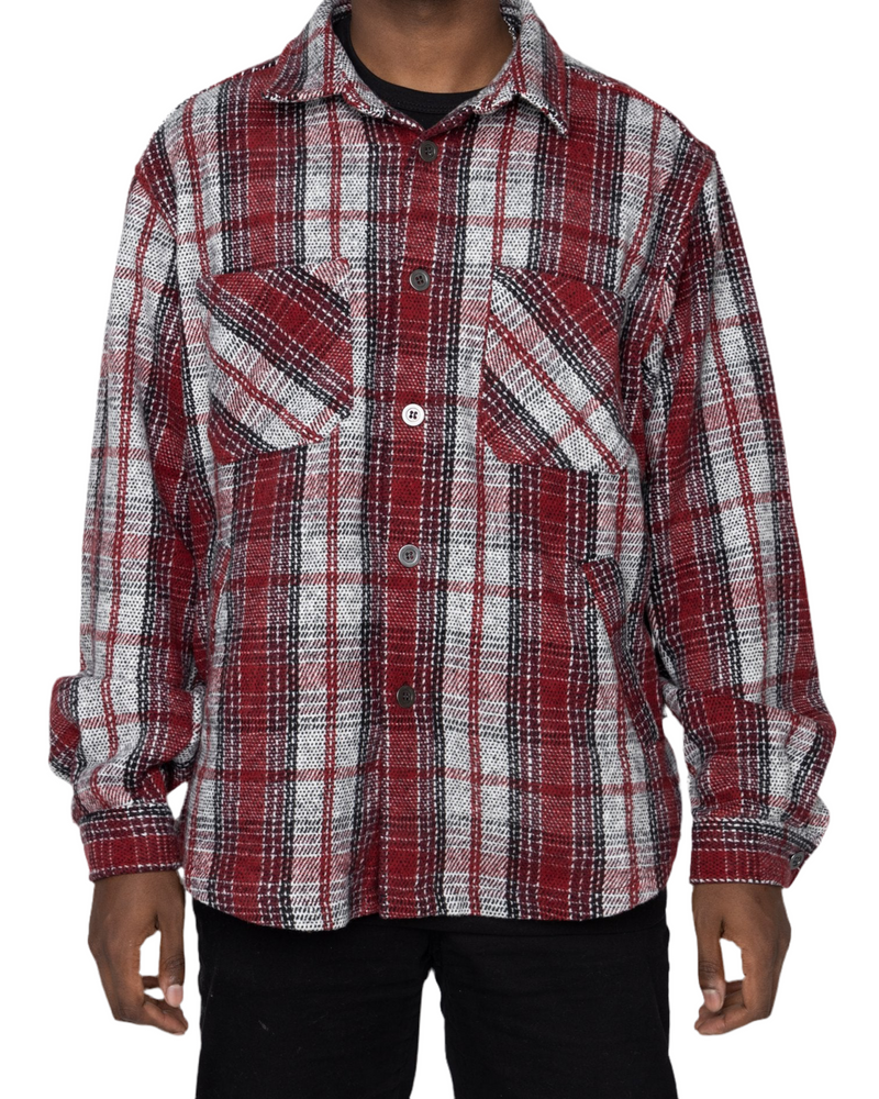 Slit Flannel Shirt - December Red