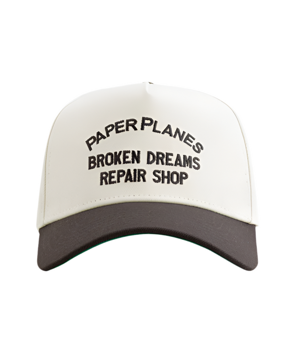 Broken Dreams Repair Shop A-Frame SnapBack - Eggshell