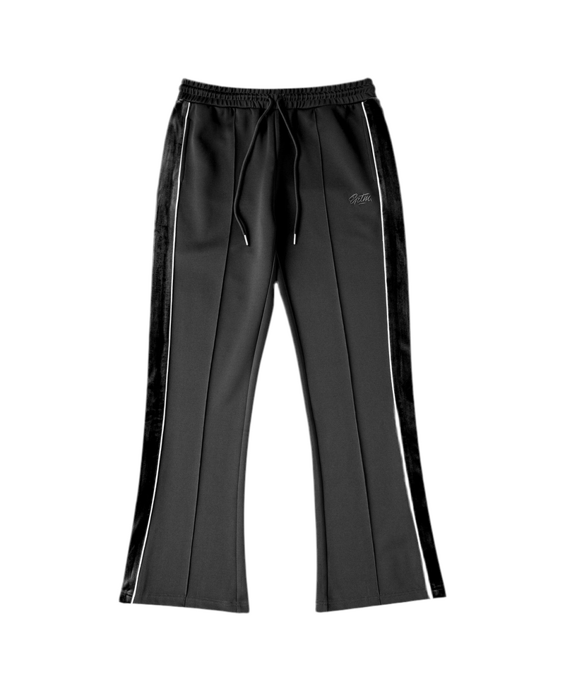 Velour Piping Track Pants - Black