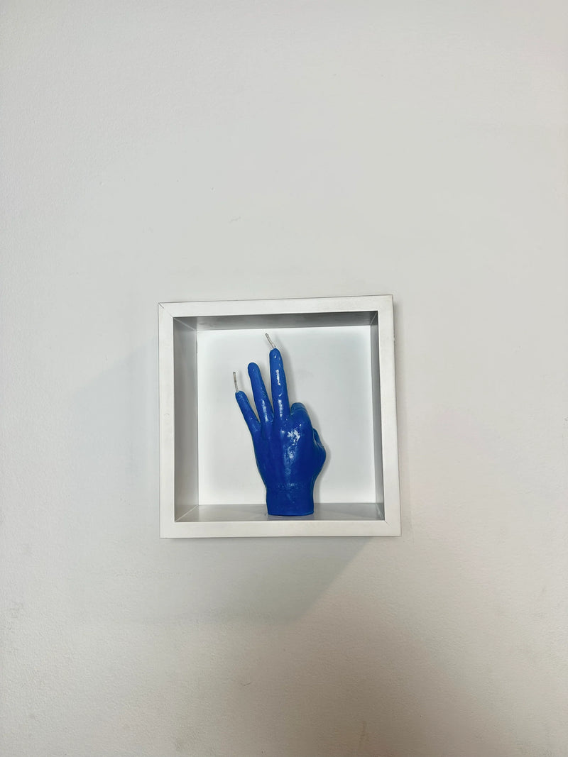 Litpalms Icon Art Hand Candle "OK Sign" (Blue)