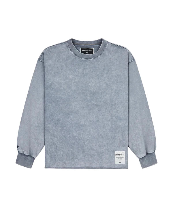 Snow Wash Open Bottom Crewneck