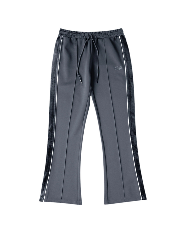 Velour Piping Track Pants - Grey