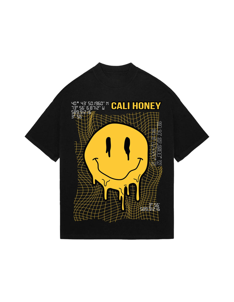 Cali Honey Happy Face T-Shirt - Black