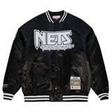 Men’s New Jersey Nets Mitchell & Ness BAPE Black Full-Snap Satin Jacket