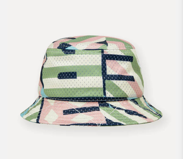 Diamond & Stripes Bucket Hat - Pink