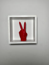 Litpalms Icon Art Hand Candle "Peace Sign" (Red)