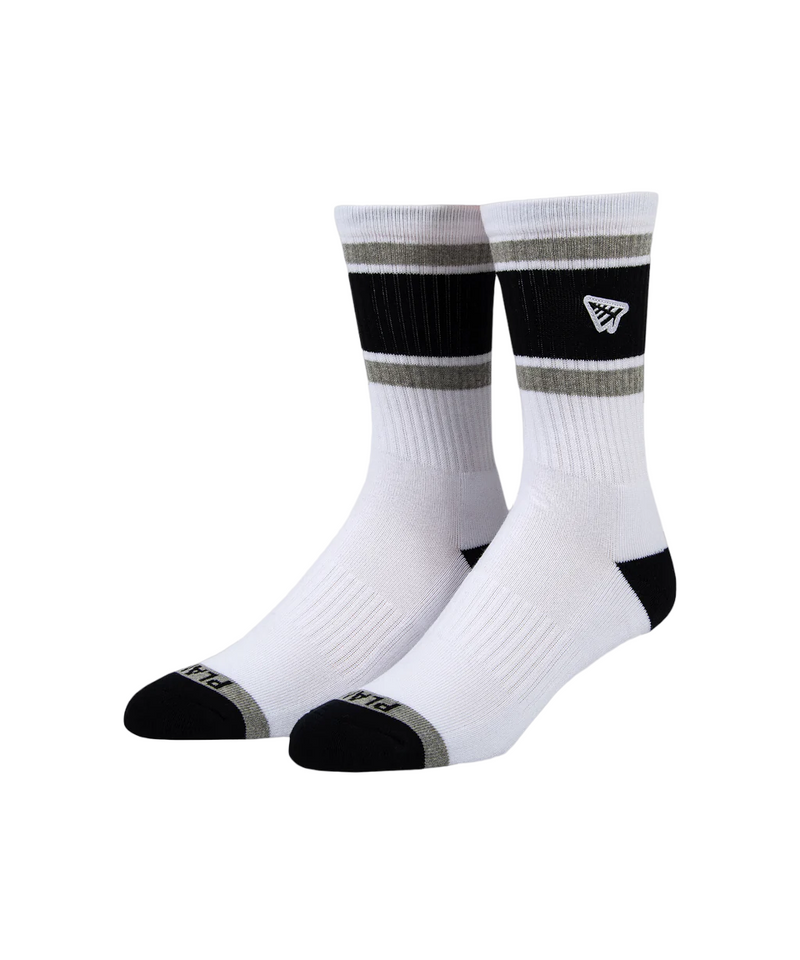 Logo Patch Stripe Socks - White