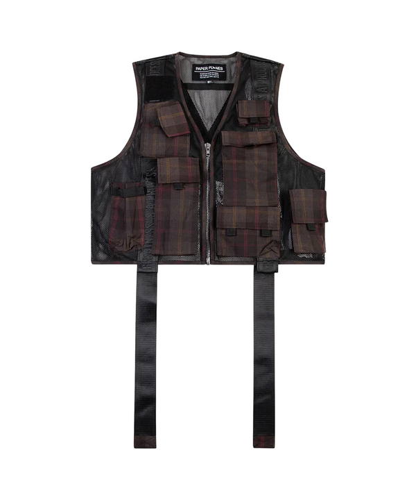 Wax Cotton + Mesh Tactical Vest - Brown