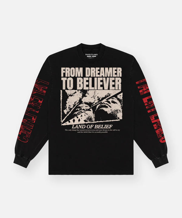 Dreamer To Believer Long Sleeve Tee - Black