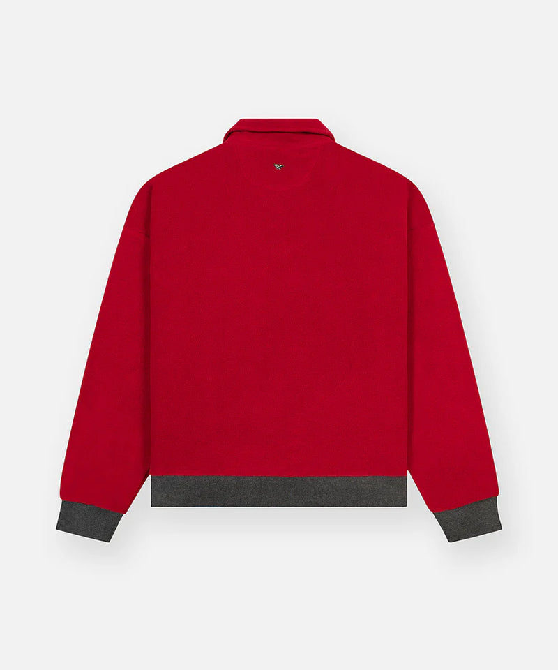 Reverse Fleece Half Zip Pullover - Red