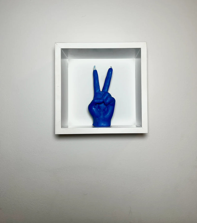 Litpalms Icon Art Hand Candle "Peace Sign" (Blue)