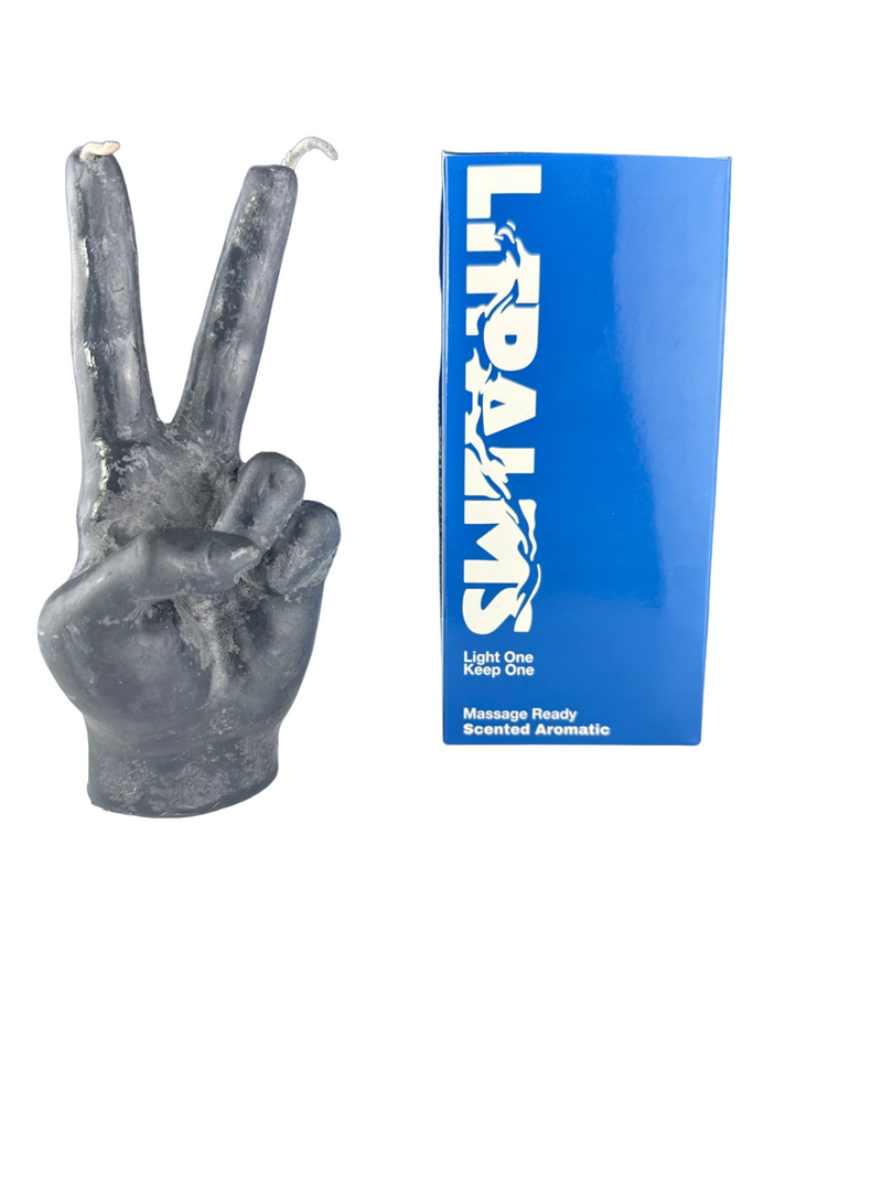 Litpalms Icon Art Hand Candle "Peace Sign" (Black)