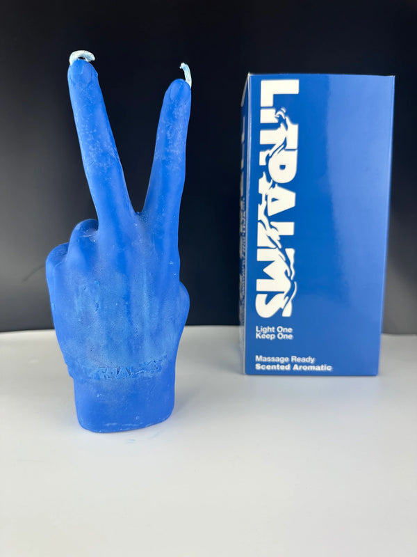 Litpalms Icon Art Hand Candle "Peace Sign" (Blue)