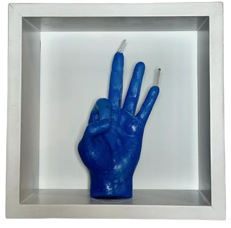 Litpalms Icon Art Hand Candle "OK Sign" (Blue)