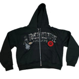 Bear Mountain Studded Zip Hoodie - Black