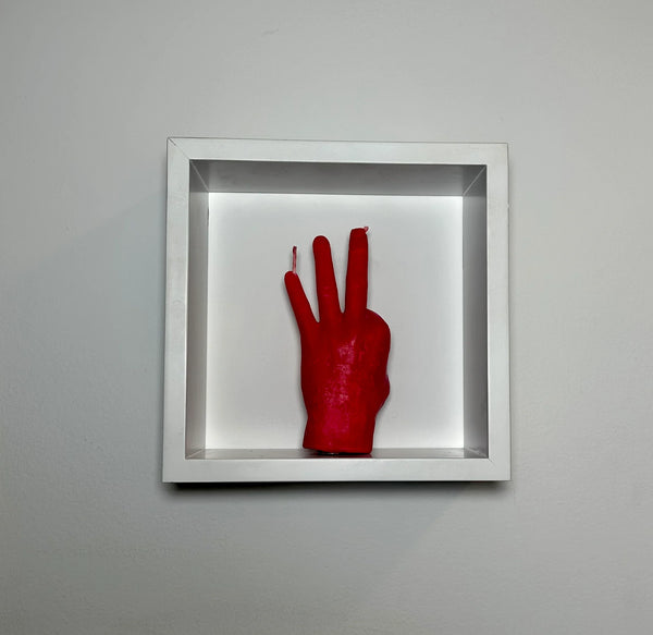 Litpalms Icon Art Hand Candle "OK Sign" (Red)