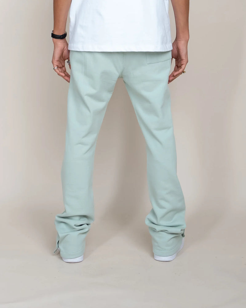 French Terry Snap Flared Pants - Sage