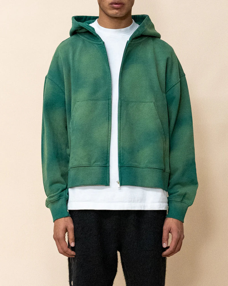 Sun Faded Cropped Hoodie - Hunter Green