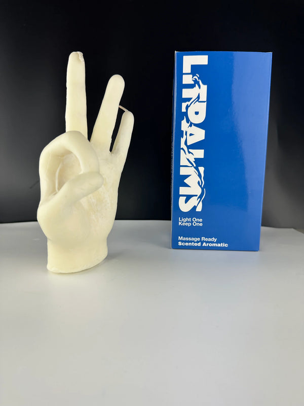 Litpalms Icon Art Hand Candle "OK Sign" (Off-White)