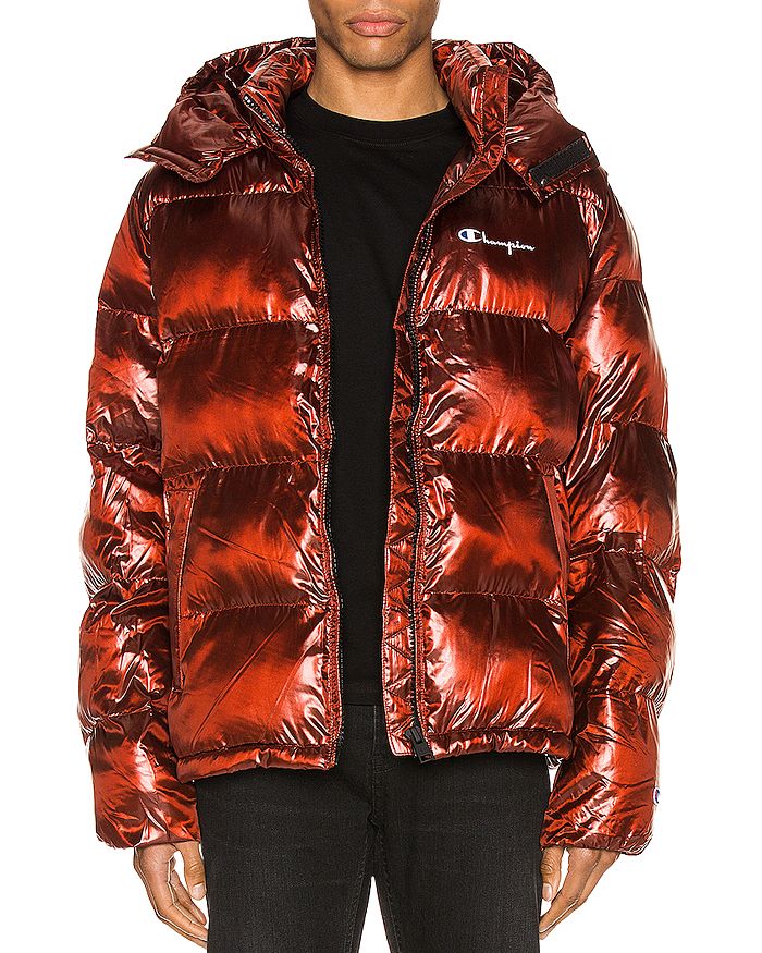 Detachable Hood Puffer Jacket - Red Spark