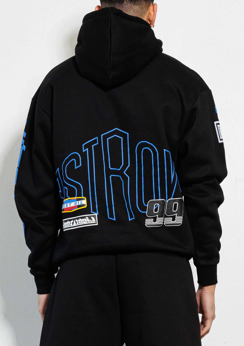 Racing Multi Patches Graphic Hoodie - Black