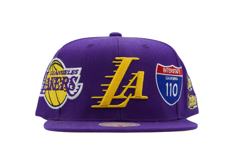 Mitchell & Ness Los Angeles Lakers Purple Champs Patch Snapback Hat