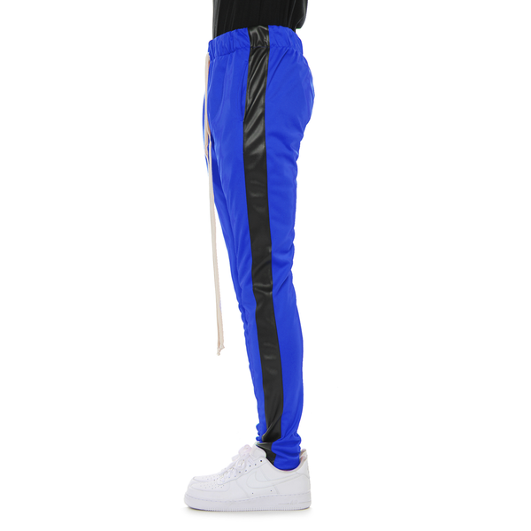 Vegan Leather Track Pants - Blue
