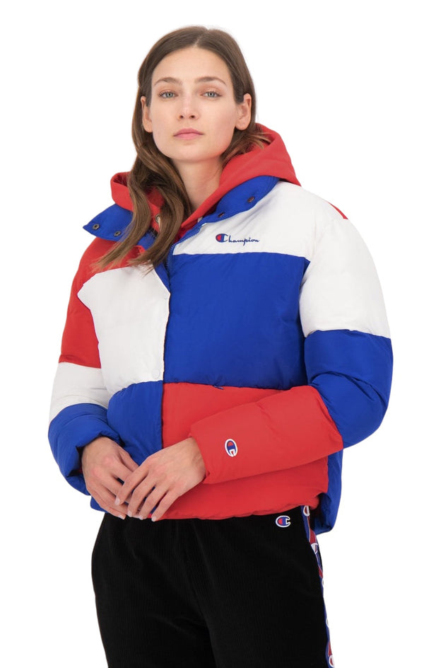Color Block Cropped Puffer Jacket